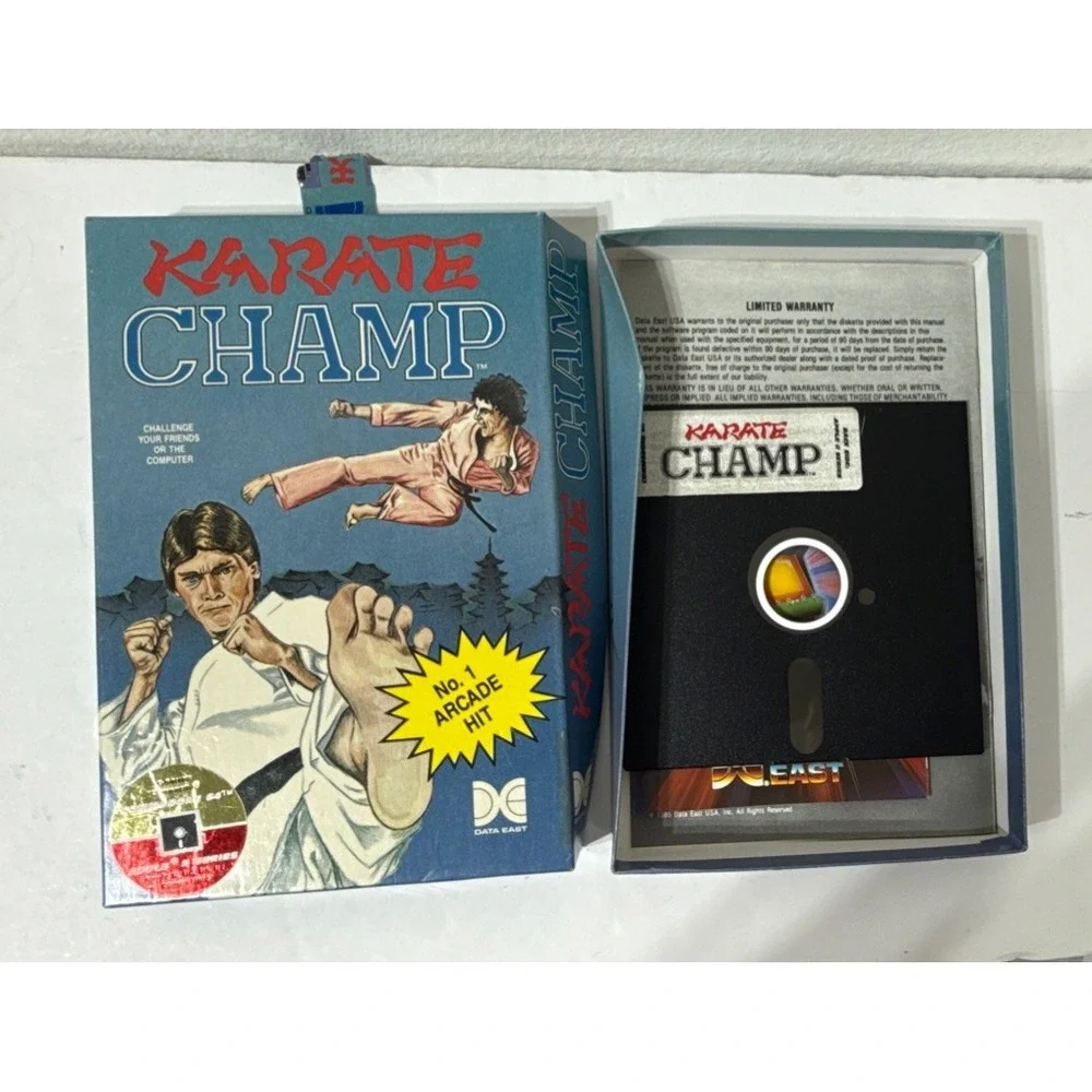 1985 KARATE CHAMP C64/128 Data East Apple Series Box Floppy Disk Inserts Vintage